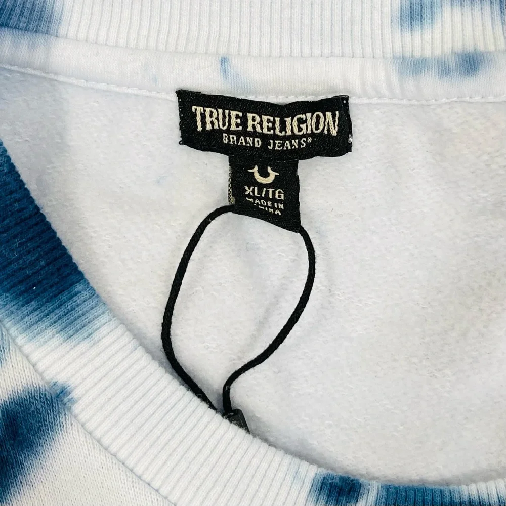 True Religion Sweatshirt Men's Size XL Blue‎ Tie Dye Buddha Crewneck